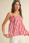 Striped Bow Detail Top